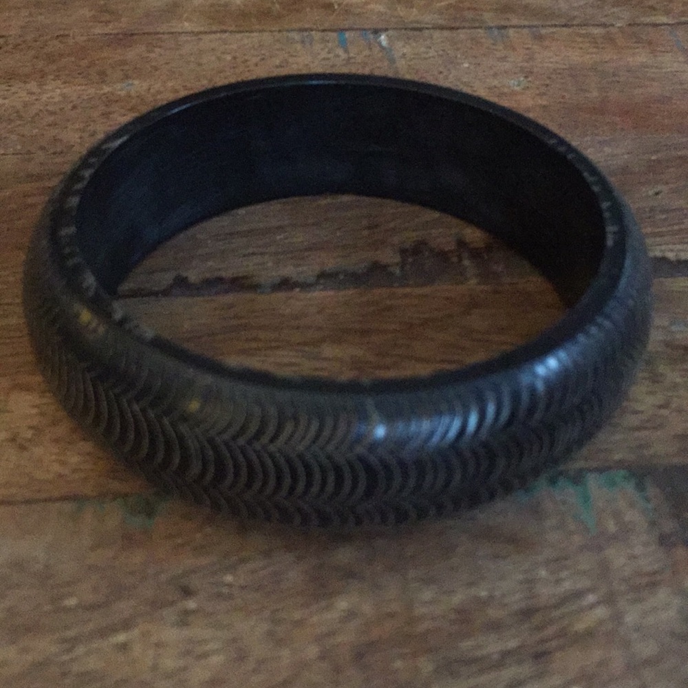 Carved Wood Bangle Bracelet
